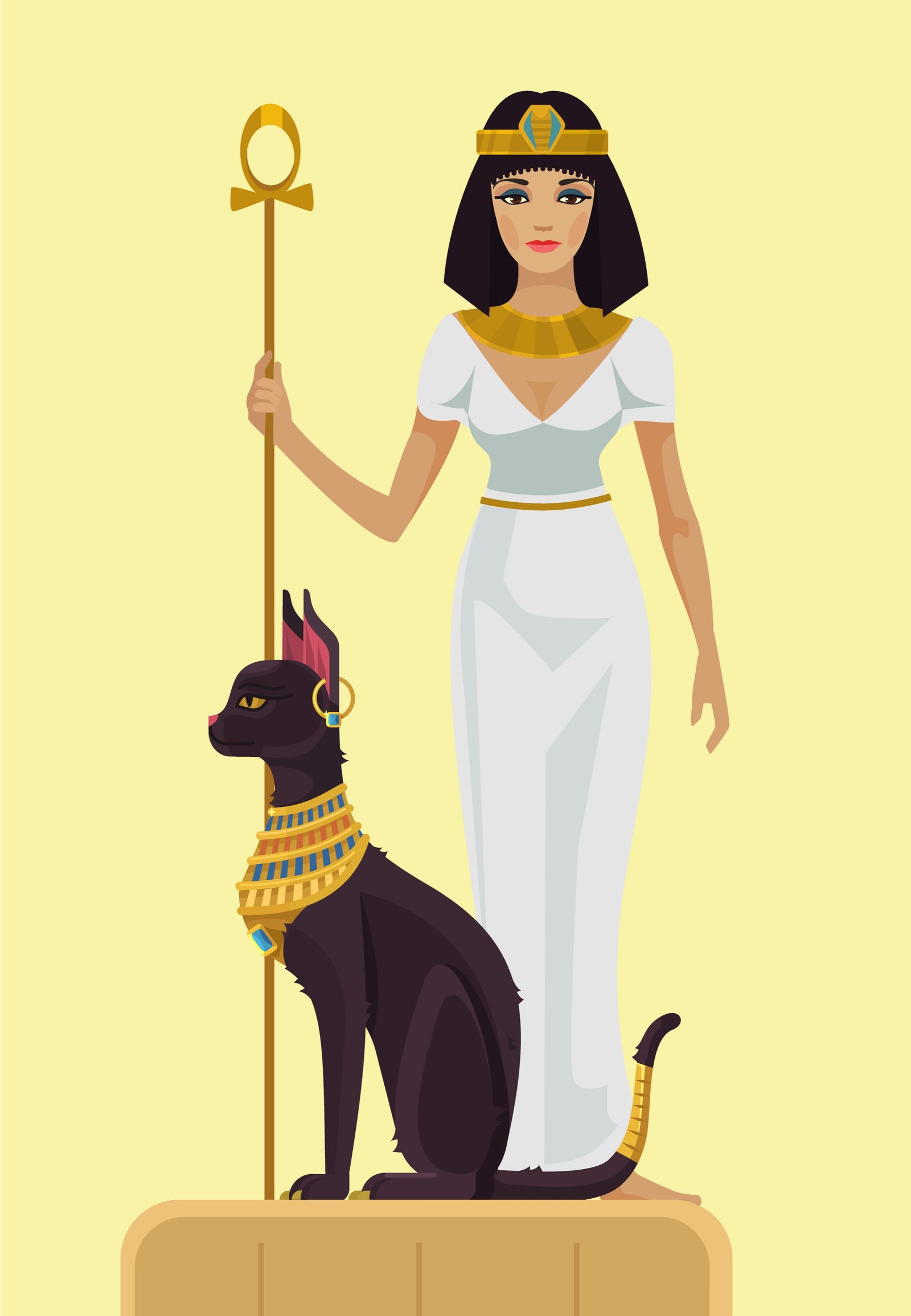 woman and a black cat